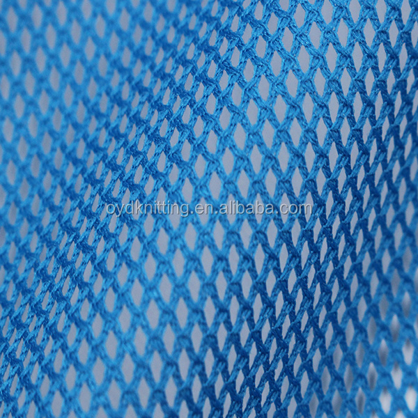 Tricot Polyester Breathable Blue/Yellow Color Sportswear Lining 2*2 Mesh Fabric