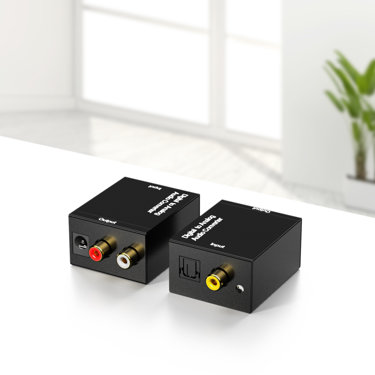 Digital Optical Coax Coaxial to Analog RCA L/R Audio Converter with USB +Fiber Cable and power adapter