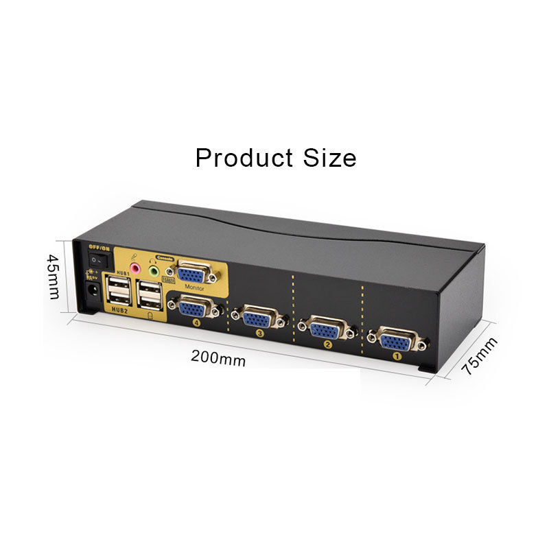 4 PORTS VGA SMART KVM SWITCH Full automatic VGA KVM Switch IR Control/Panel Button/Hotkey Switch