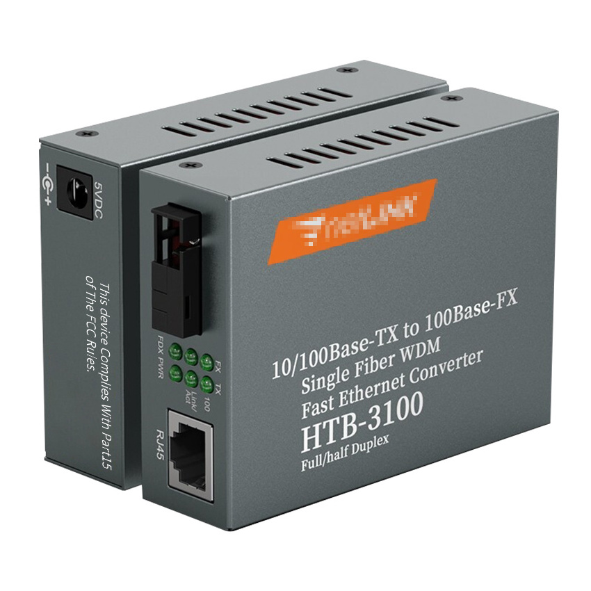 HTB-3100AB  20KM 10/100MBPS  1 fiber 1 RJ45 Port fiber media converter with cheap price