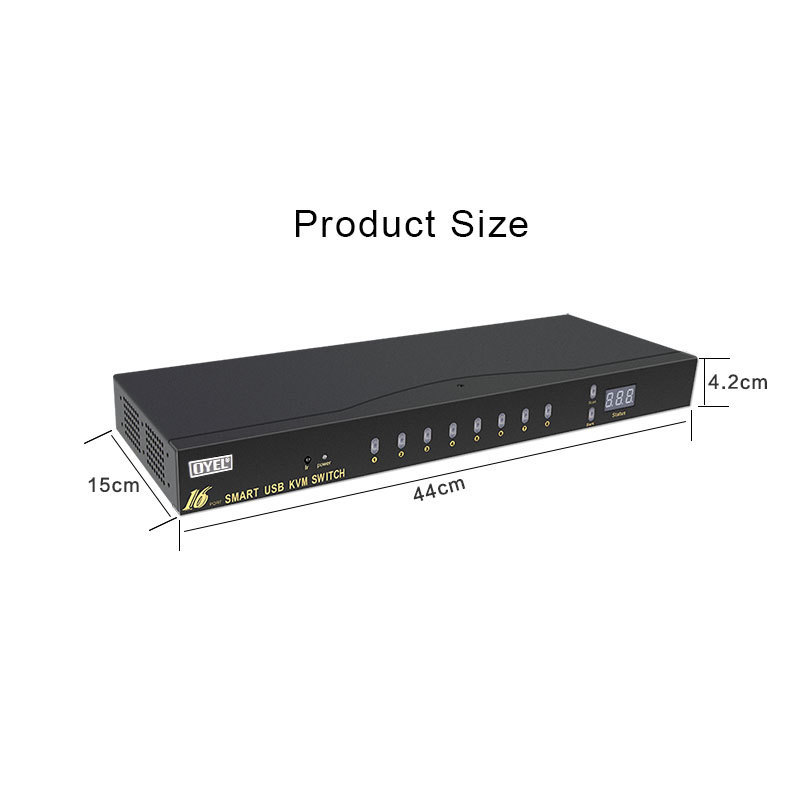 16 port Full-Automatic USB VGA KVM switch with Audio 16X1 VGA KVM Switch Panel keys/Hot keys/Remote control switching