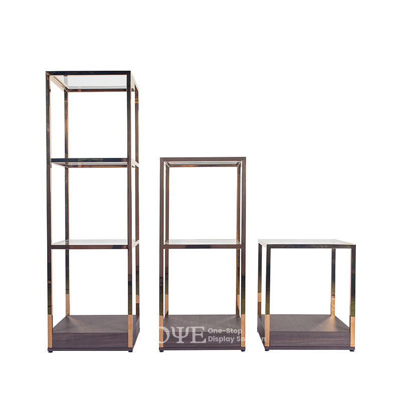 Best selling multi-layer shop furniture metal display stand Glossy stainless steel  bag display rack display shelf