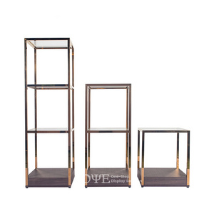 Best selling multi-layer shop furniture metal display stand Glossy stainless steel  bag display rack display shelf