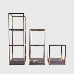 Modern chain Store Bag Gold stainless steel frame Display Rack Stand Shelves Shoes Display Stands