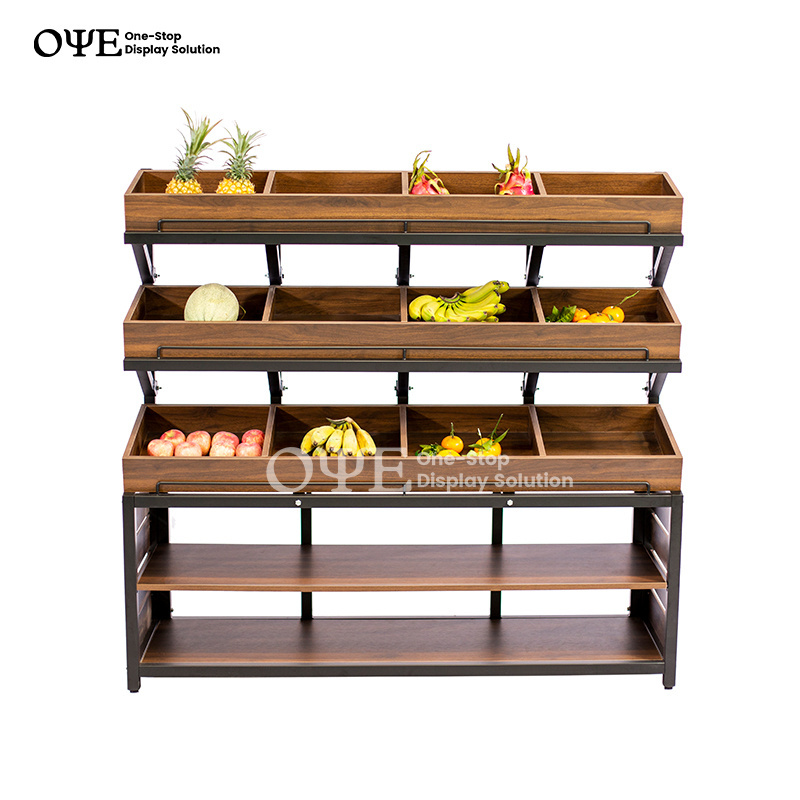 Modern factory price supermarket vegetable and fruit shelf metal fruit display stand rack vegetable shelves for shop