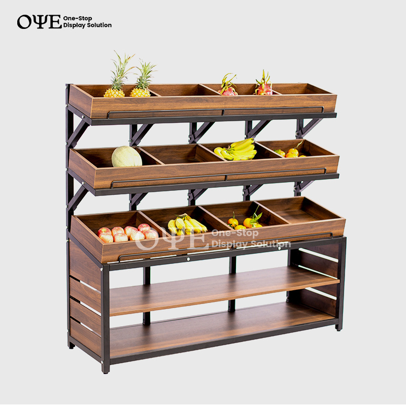 Modern factory price supermarket vegetable and fruit shelf metal fruit display stand rack vegetable shelves for shop