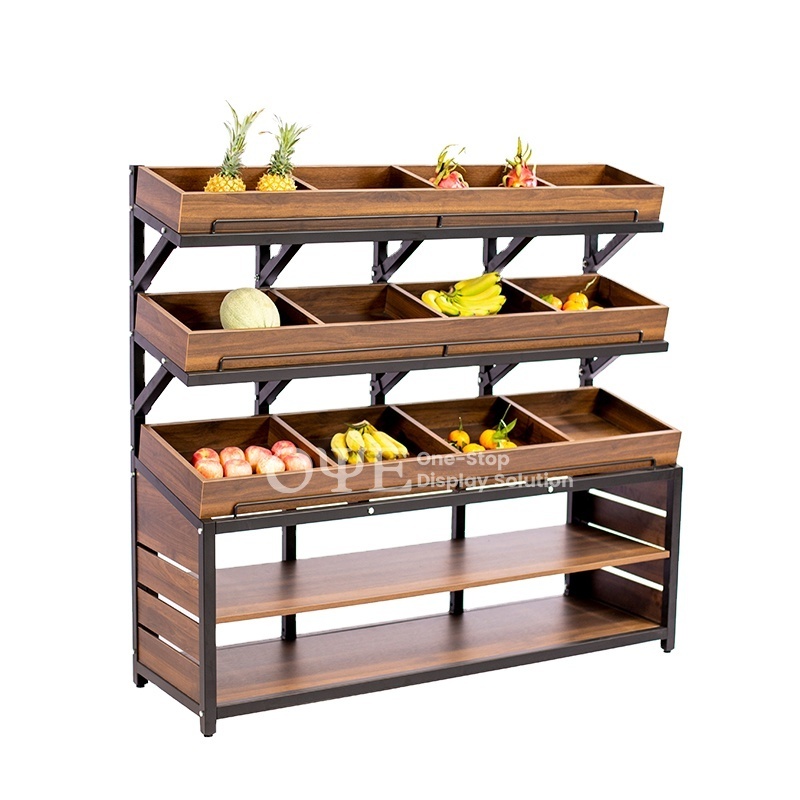 Modern factory price supermarket vegetable and fruit shelf metal fruit display stand rack vegetable shelves for shop