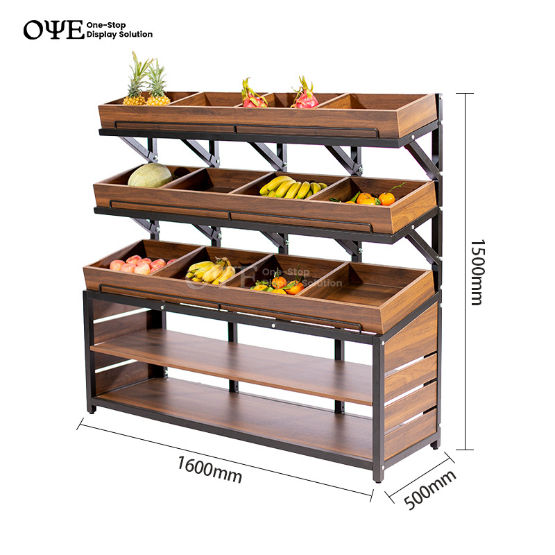 Modern factory price supermarket vegetable and fruit shelf metal fruit display stand rack vegetable shelves for shop