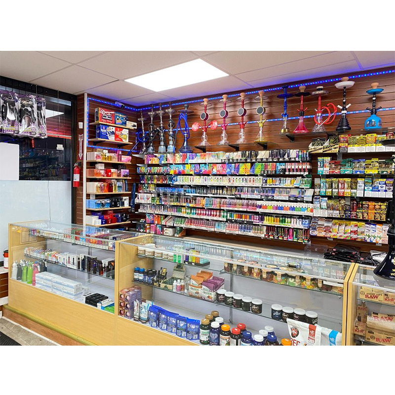 Smoke and tobacco small wood showcase store cigarettes kits pens Smoke Cigar Shop Interior Design for Retail Shop