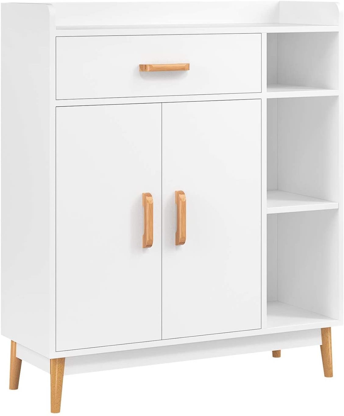 Sideboard Storage Cabinet Hallway Cabinet Storage Cupboard Organiser Free Standing Unit with Drawer and Shelves White