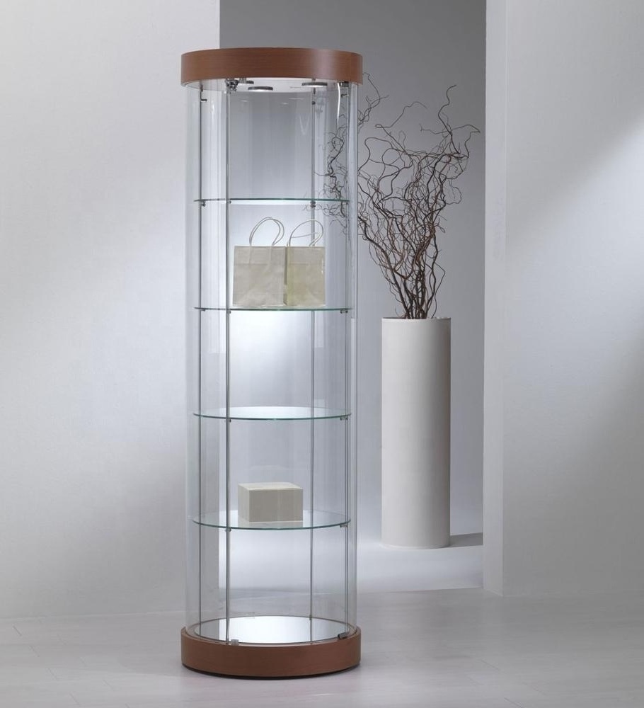 Retail  Curved Glass Display Case with LED lights  for trophy