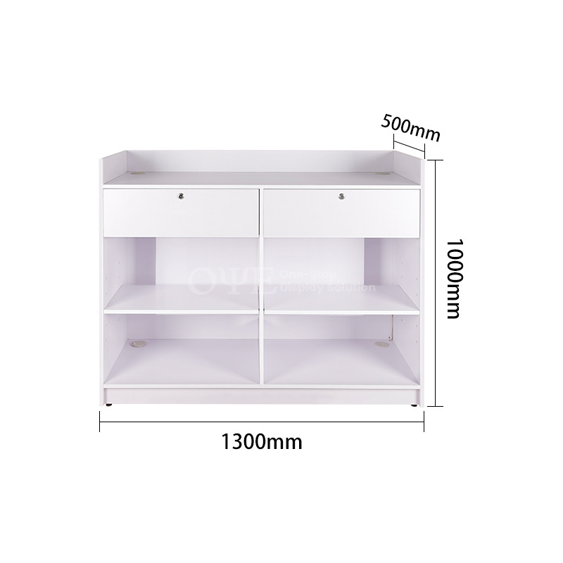 Retail Shop Table Lockable Cash Counter Wooden Vitrine Display Glass Cashier Check Out Counter With Led Light