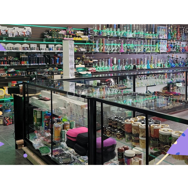 Smoke Retail Shop Supplies Dispensary Display Glass Showcase smoke Store Display Shelves Ideal Design