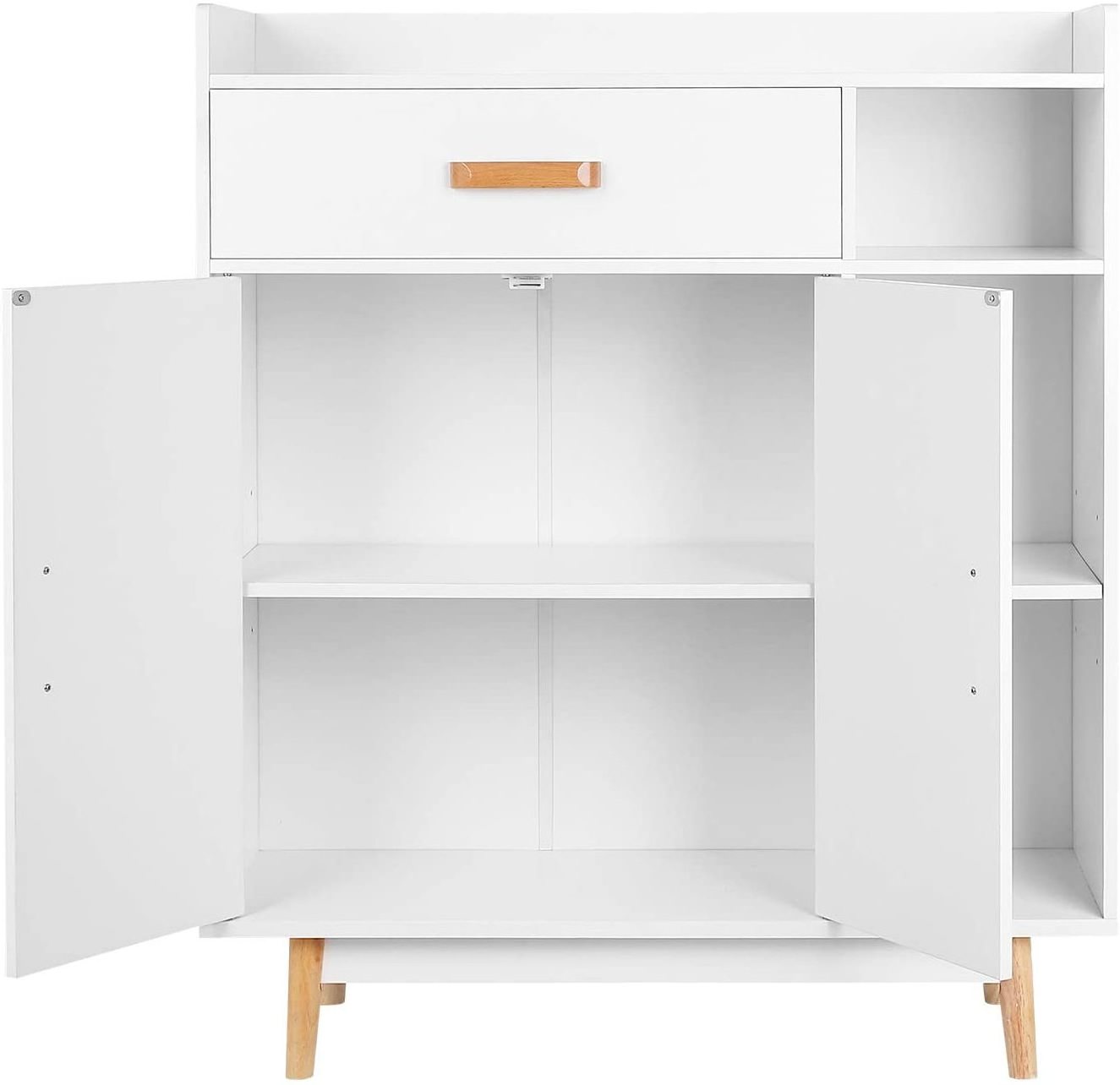 Sideboard Storage Cabinet Hallway Cabinet Storage Cupboard Organiser Free Standing Unit with Drawer and Shelves White