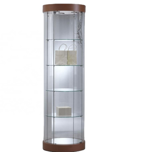 Retail  Curved Glass Display Case with LED lights  for trophy