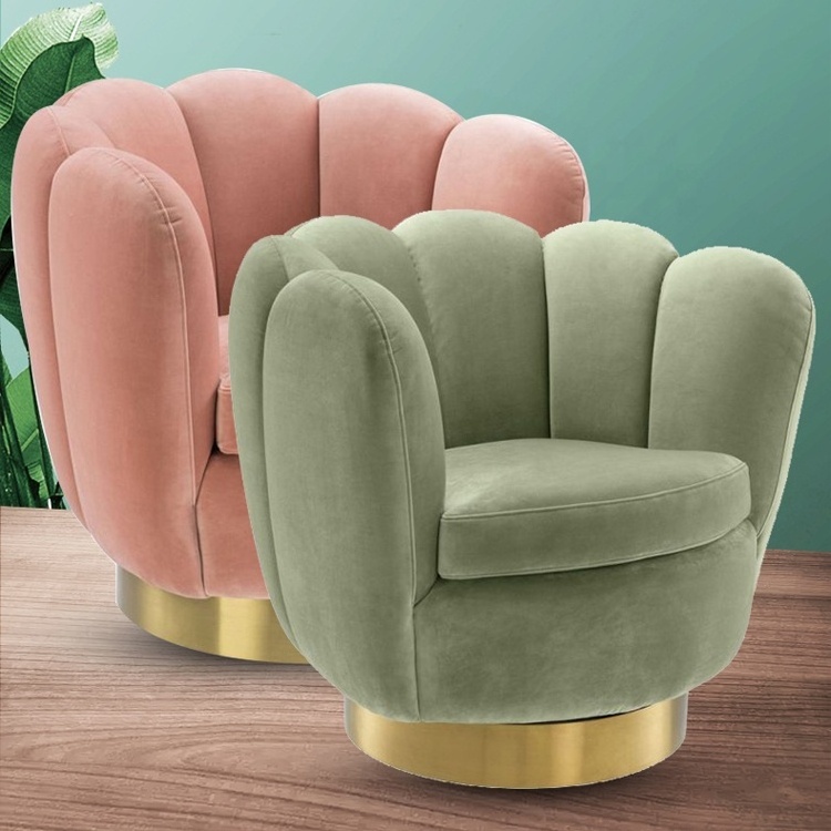 Accent Chair Soft Velvet Upholstery Flower Shape Leisure Chair Hot Sale Wholesale Price Luxury Home Furniture Living Room Chair