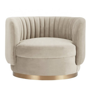 China Factory Wholesale Price Luxury Sofa chair Soft Velvet Upholstery Round Accent Chair with Gold Swivel base for living room