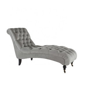 High Quality French Solid Wood Fabric Bedroom Chaise Lounge Chairs Supplier