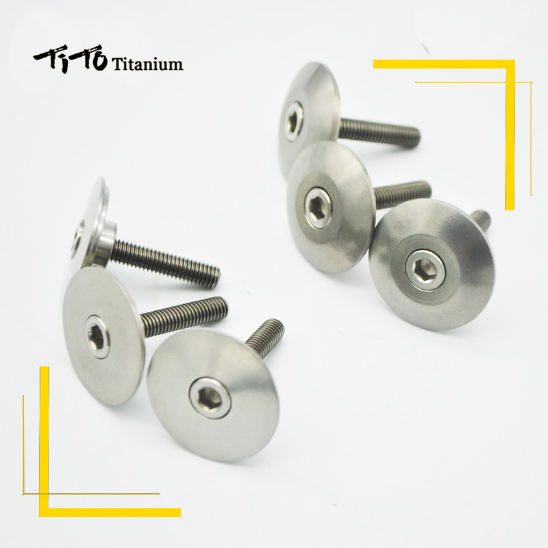 TiTo MTB Road Bike stem Top Cap Titanium Headset Caps Cover Support Customized Laser Printing Pattern Titanium Bolt M6*30mm