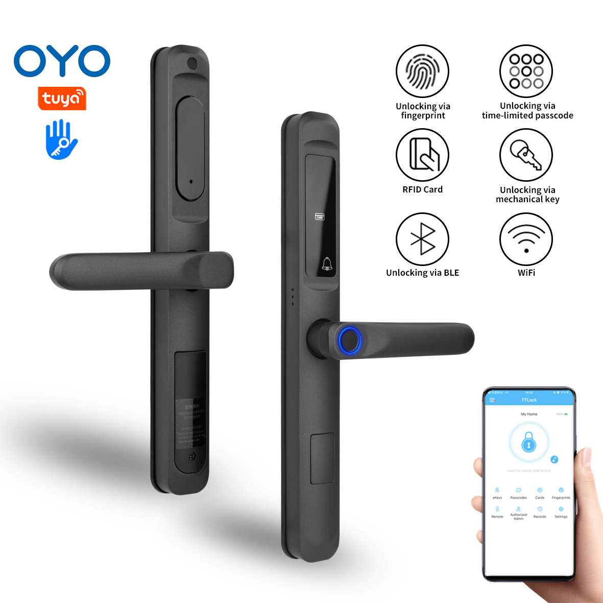 OYO Anti-peep password Electronic Door Locks Hotel finger touch smart biometric fingerprint lock high Security TT Lock