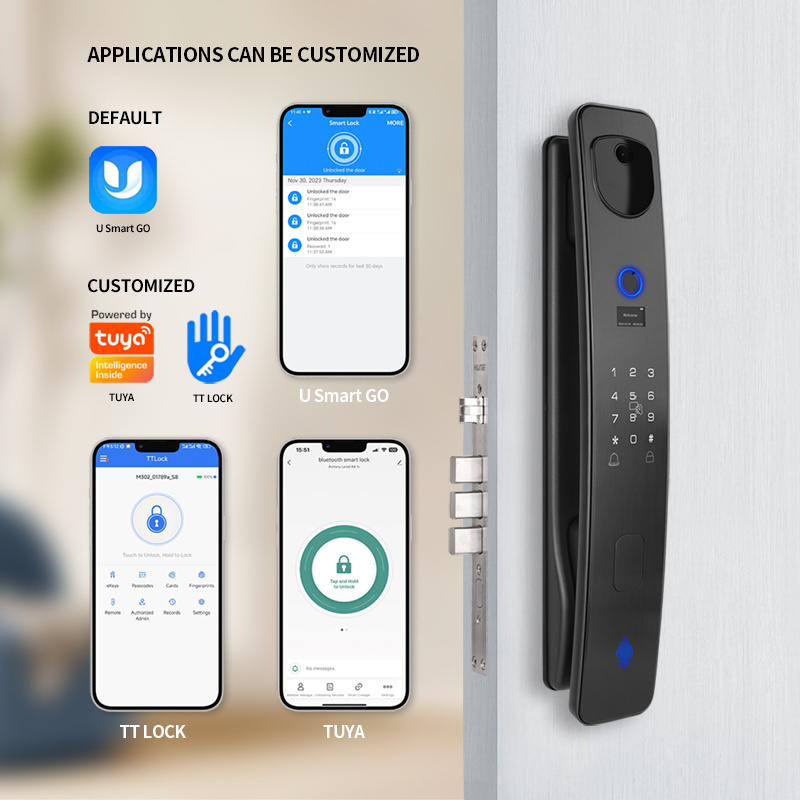 Residential Portable Keyless Entry Electronic Lock Biometric Double Finger Print Metal Door Smart Door Lock For Sliding Door