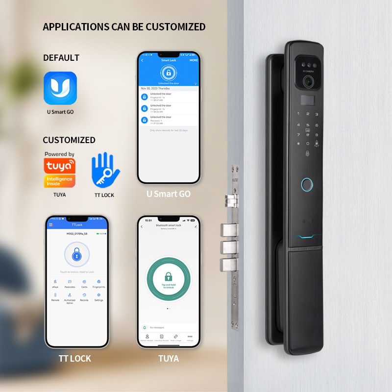 OYO Outdoor smart Lock with camera Unique Stylish Inteligente Electronic FingerPrint Metal Door Smart Door Lock for front door