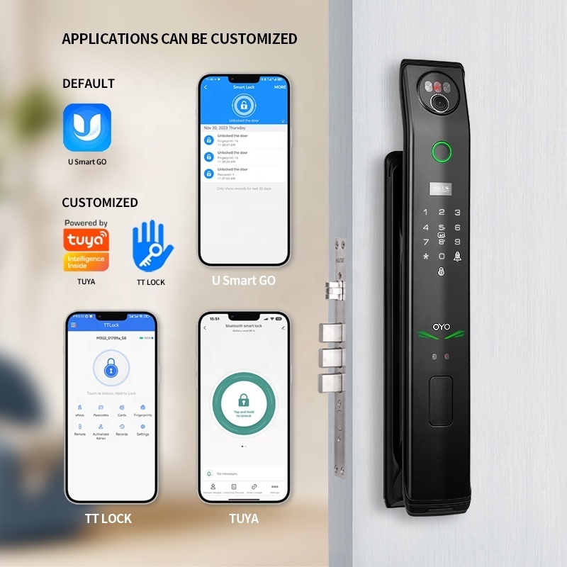 OYO Remote Control Door Security Tuya With Fingerprint keyless WIFI Camera Face Recognition Digital Electronic Smart Door Locks