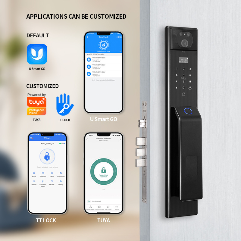 Superior material Biometric Door Lock Multiple Function Fingerprint recognition Smart Door Lock with camera