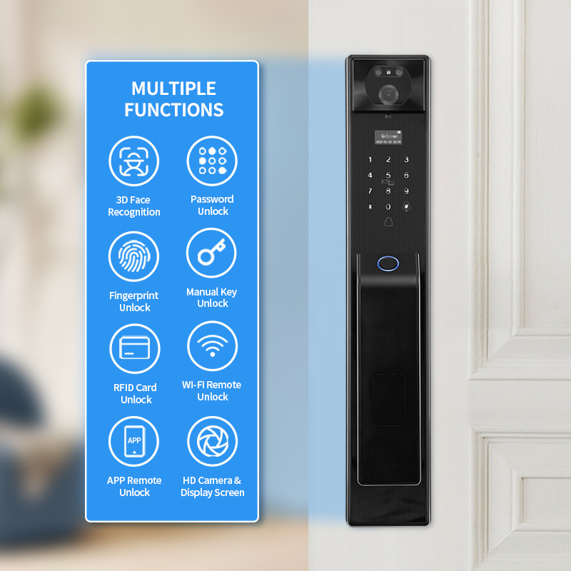 Superior material Biometric Door Lock Multiple Function Fingerprint recognition Smart Door Lock with camera