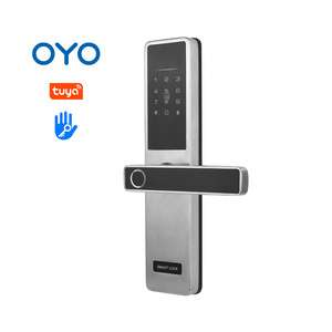 OYO Tuya Factory Price Home Security Digital WiFi App Smart Door Lock Aluminum Fingerprint Inside Handle Tuya Smart Lock