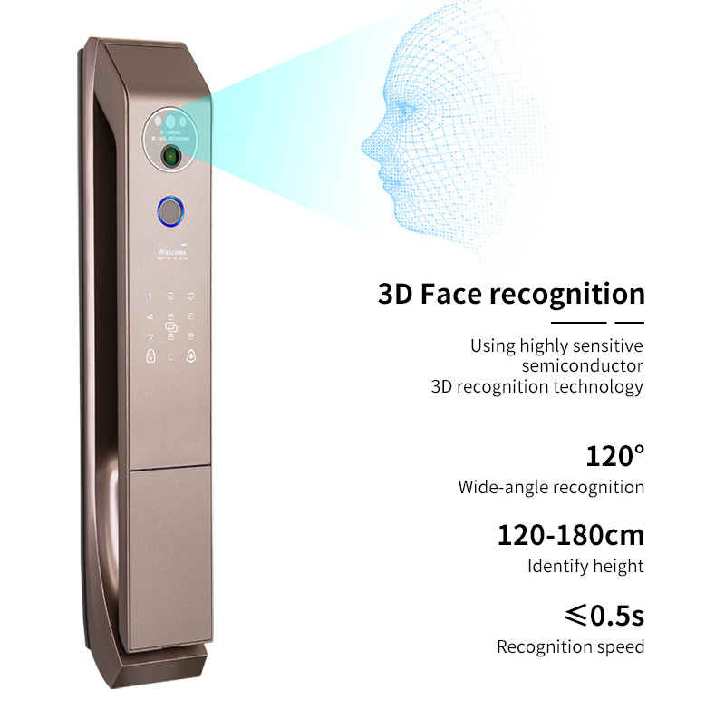 OYO Programmable Bluetooth Smart Electronic Door Lock Aluminum Outdoor Handle Fingerprint Gate Glass Deadbolt Built-in Camera