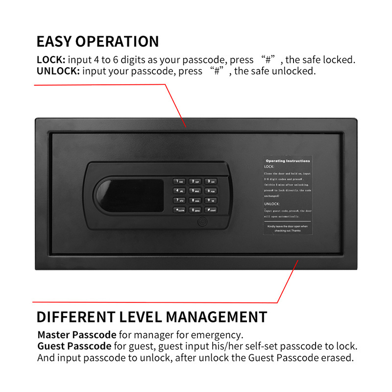 Factory Customized Fireproof Deposit Box Rectangular Hotel Room Lock Small Safe Box With Digital Lock