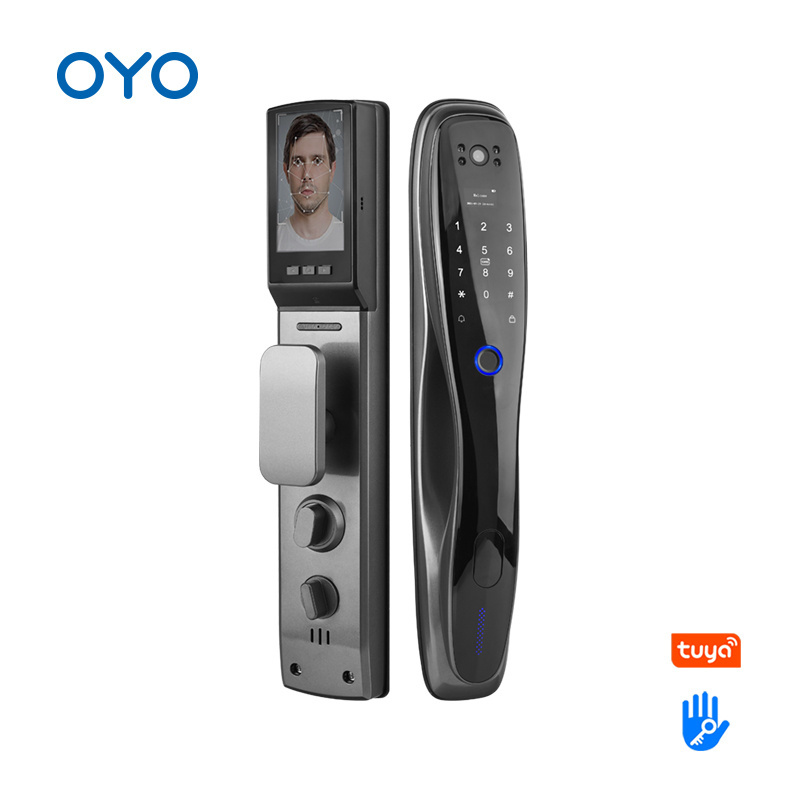 OYO Commercial Building Wireless Smart Door Lock 3D Face Unlock Recognition Fingerprint Lock For Aluminum Door