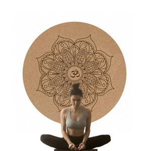 U-HOME Wholesale High Quality Natural Cork Meditation Pilates Mat Round Yoga Mat