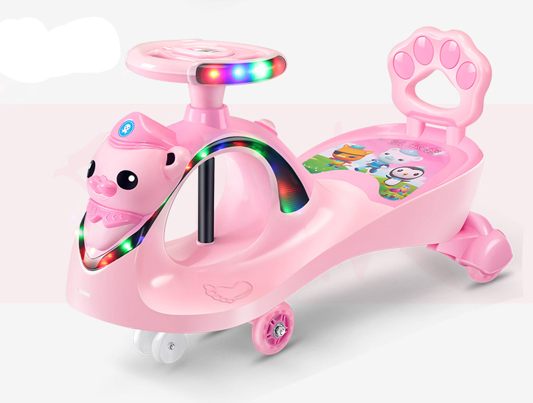 China supply toddler twist car 1-3 year old baby toy with music mute universal wheel baby swing car