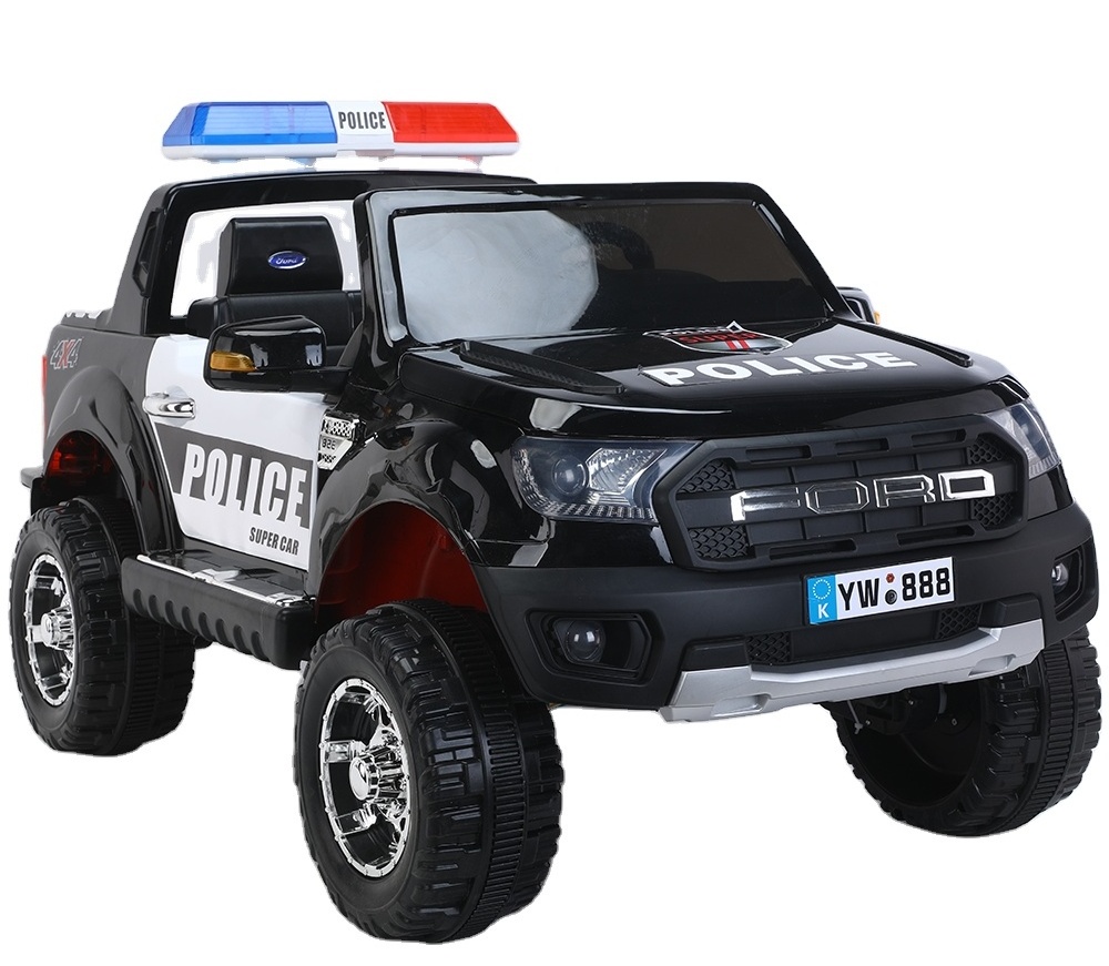 OYT Licensed Police Car Electric Ride On 12v Suv Car Electric Toy Cars For Kids To Drive Patrol Wagon Pick Up Truck