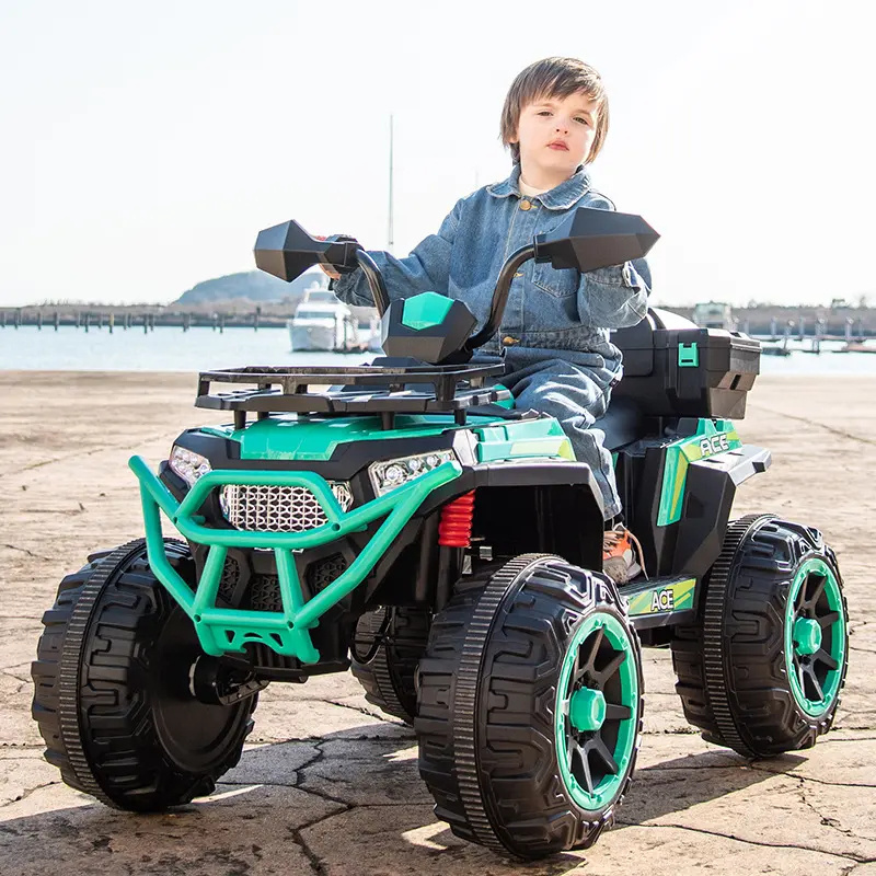 Hot selling 12V 24 V Battery Powered 4 Big EVA Wheels Kids Electric Beach Car ATV for 5 to 13 years old kids