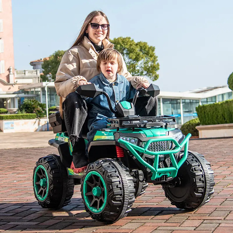 Hot selling 12V 24 V Battery Powered 4 Big EVA Wheels Kids Electric Beach Car ATV for 5 to 13 years old kids