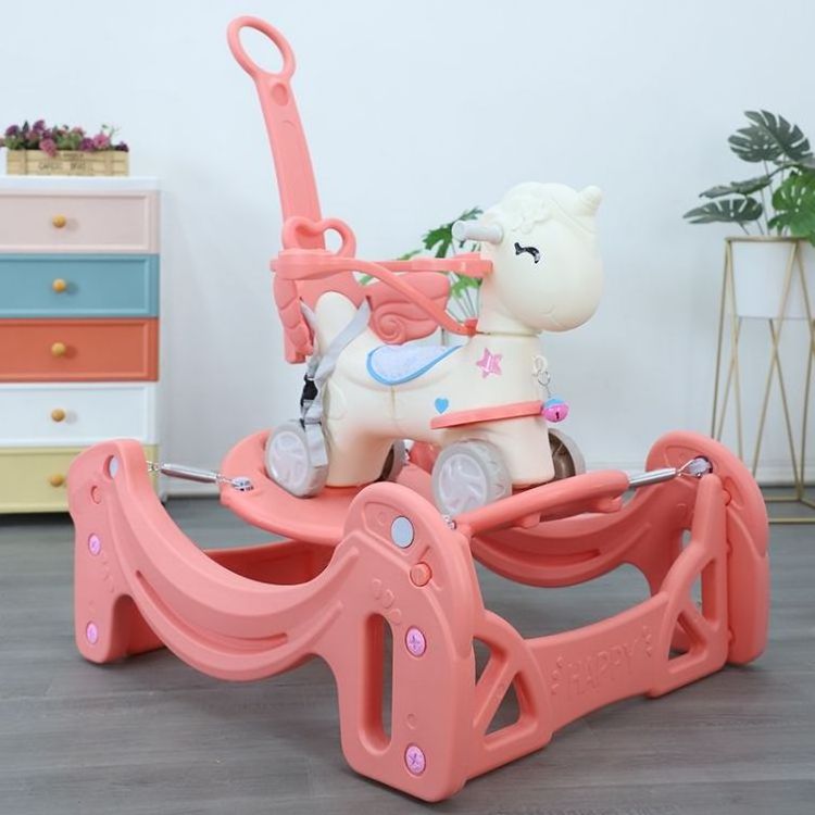 5-in-1 Baby Ride on Rocking Horse Rocker with Wheels Toy Animal Rocking Car