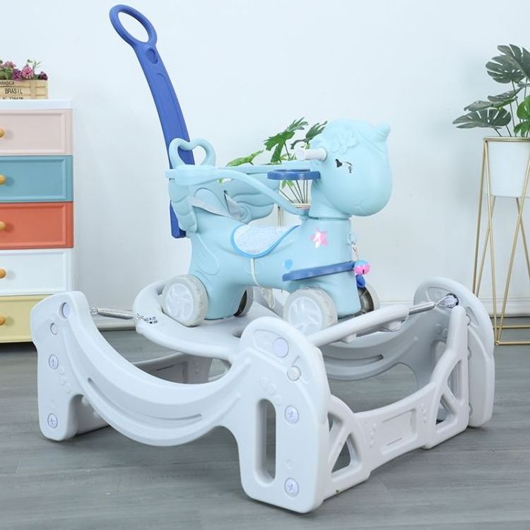 5-in-1 Baby Ride on Rocking Horse Rocker with Wheels Toy Animal Rocking Car