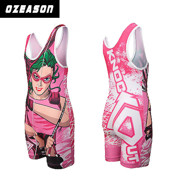 China factory custom polyester weightlifting singlet wholesale sublimation blank wrestling singlets