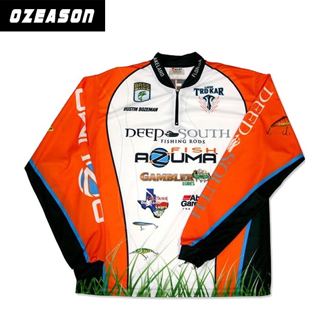 Wholesale quick dry lightweight breathable fishing shirt sublimated printed blank fishing jerseys