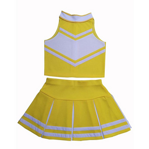 Low price wholesale adults/kids blank cheerleading uniforms custom yellow cheer dance uniforms