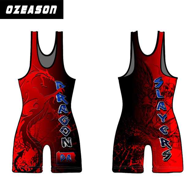 China factory custom polyester weightlifting singlet wholesale sublimation blank wrestling singlets