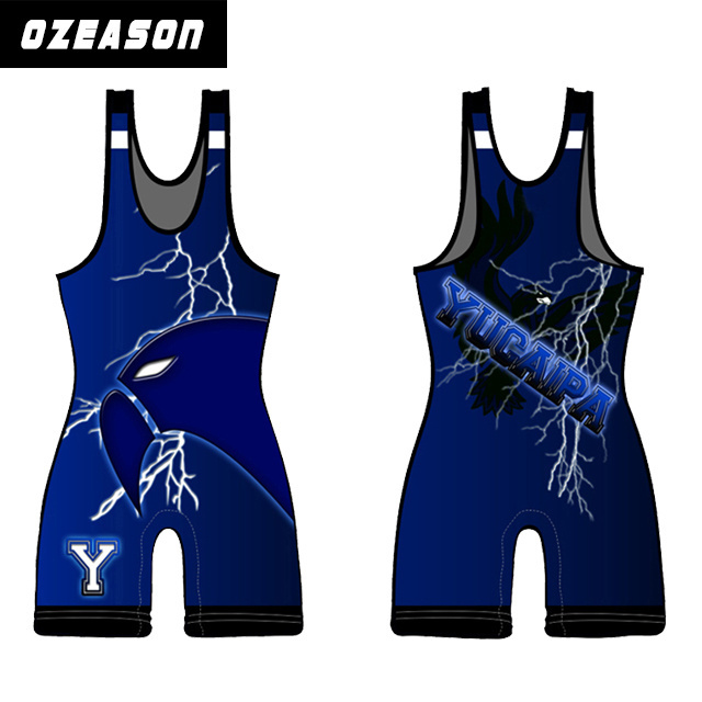 China factory custom polyester weightlifting singlet wholesale sublimation blank wrestling singlets