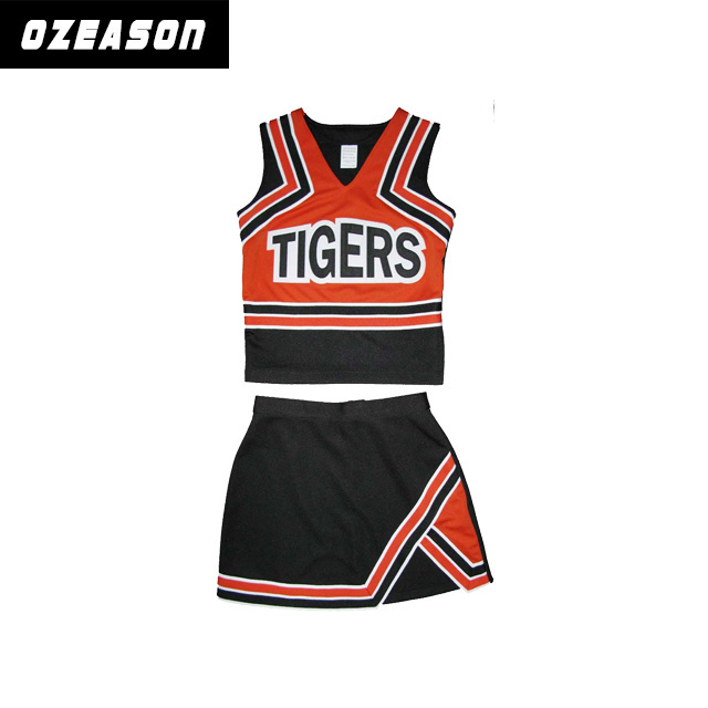 Manufacturer Custom Spandex School Youth Orange Cheerleading Uniforms For Girls Performance Sublimation Blank Cheer Uniform