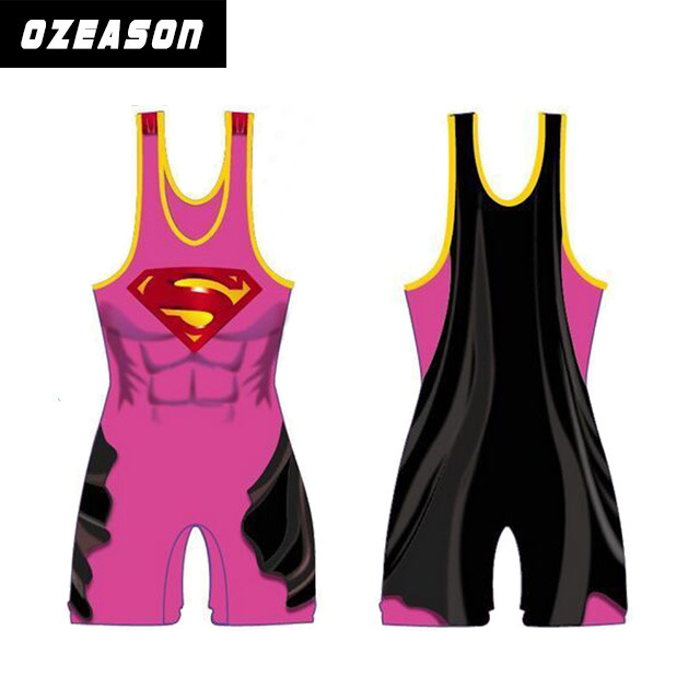 China factory custom polyester weightlifting singlet wholesale sublimation blank wrestling singlets