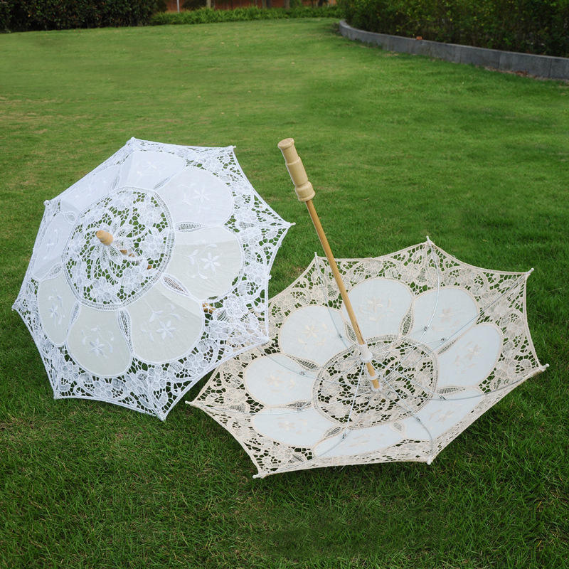 Wholesale Brida Wedding Umbrella White Parasols Lace Craft Bride Umbrella White Gift Craft Small Kids Mini Decoration Umbrella