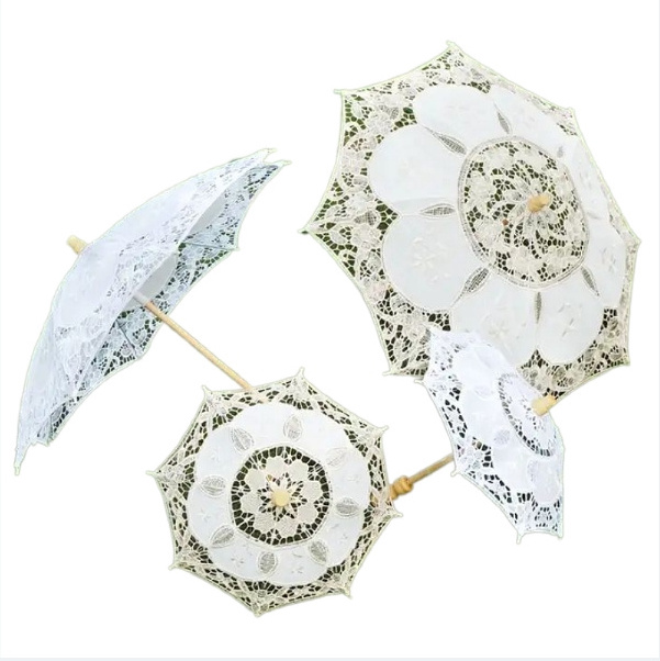 Wholesale Brida Wedding Umbrella White Parasols Lace Craft Bride Umbrella White Gift Craft Small Kids Mini Decoration Umbrella