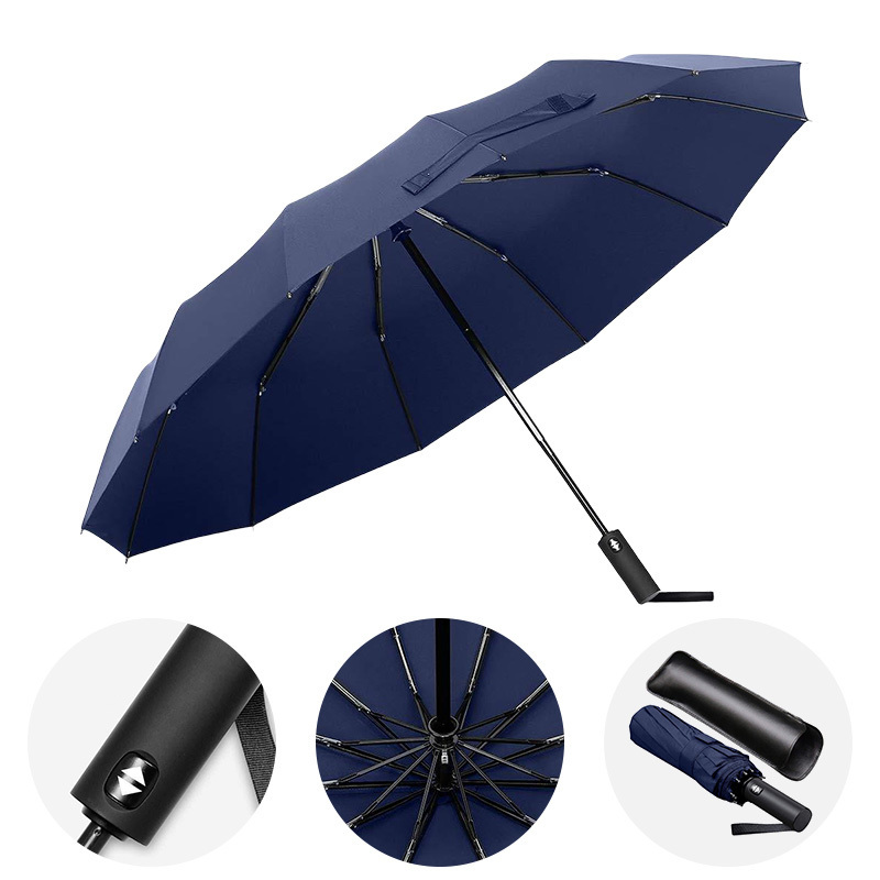 paraguas automatic Compact Protection From Rain Free Upscale Leather Cover With 12 Ribs Windproof Travel folding Umbrella